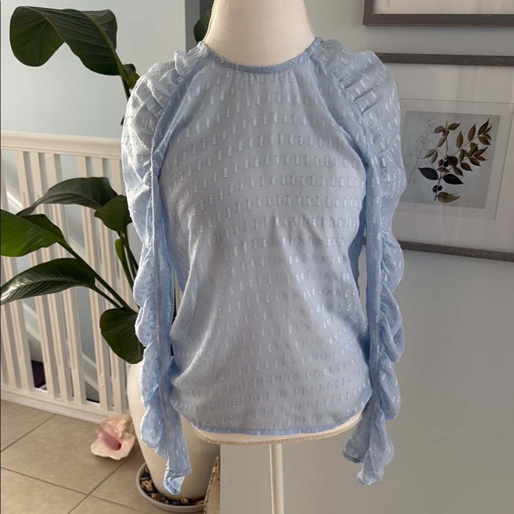 INTERMIX Light Blue Sheer Blouse